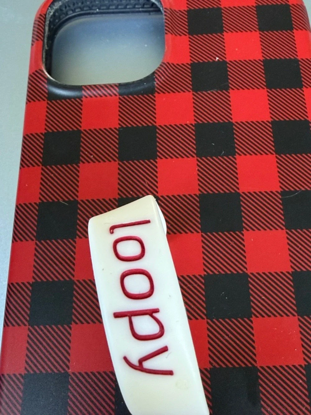 Loopy Case Red and Black Buffalo Plaid Phone Case with White Grip iPhone 13/14